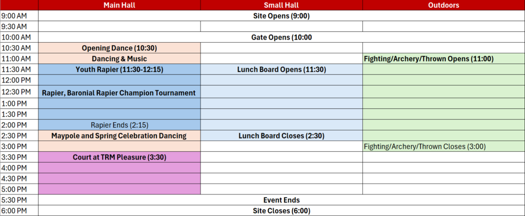 Graphical event schedule